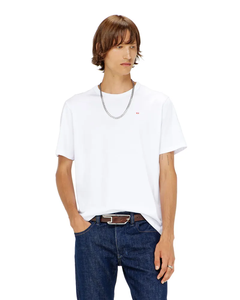 Diesel T-Shirt mit gesticktem Mikro-Logo - T-Shirts - Unisex - Weiss Weiss