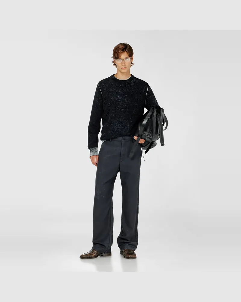 Diesel Pullover aus Baumwolle mit Innen-Print - Strickwaren - Herren - Schwarz Schwarz