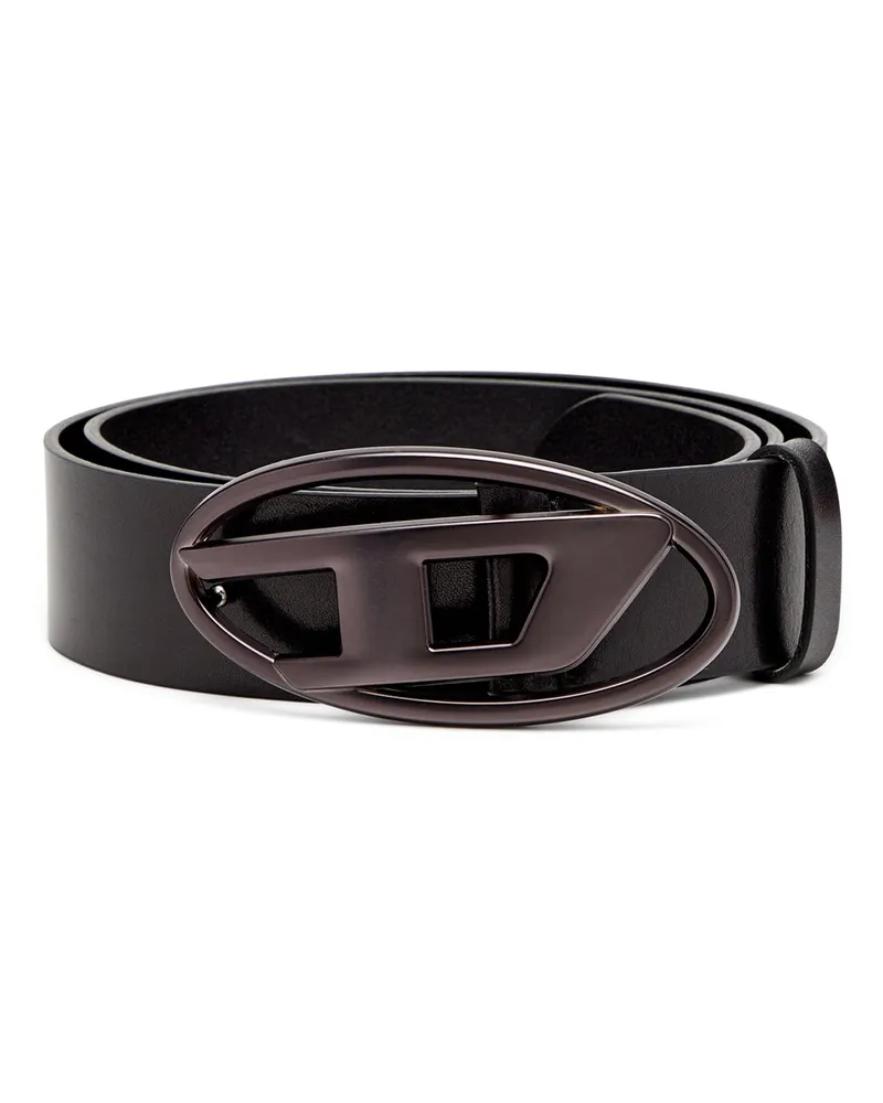 Diesel 3.9cm Gürtel aus Leder mit Metallic-Oval D-Schnalle - Gürtel - Unisex - Schwarz Schwarz