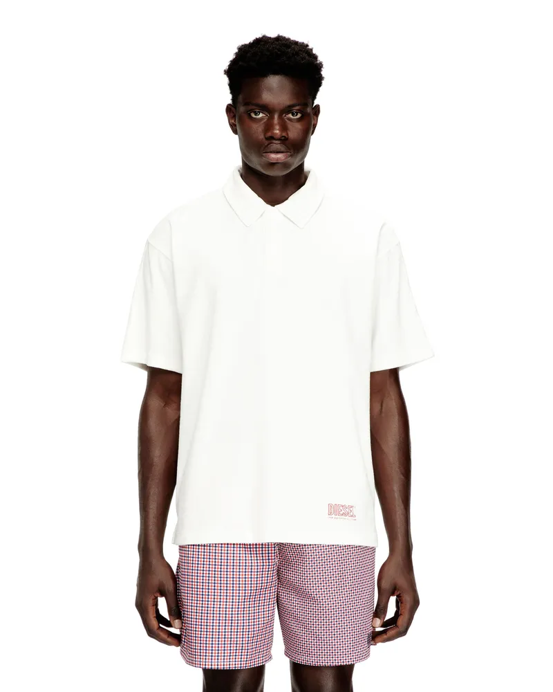 Diesel Frottee-Baumwoll-Poloshirt - Out of water - Herren - Weiss Weiss