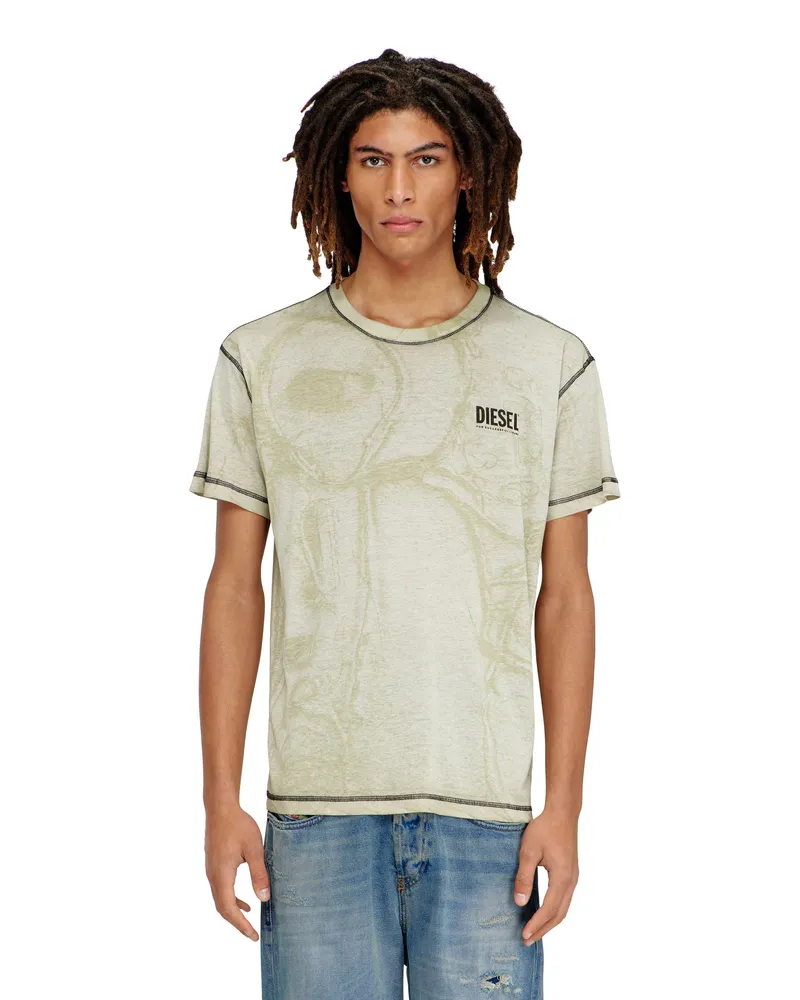 Diesel Hanf-Baumwoll-T-Shirt mit Allover-Print - T-Shirts - Herren - Grau Grau