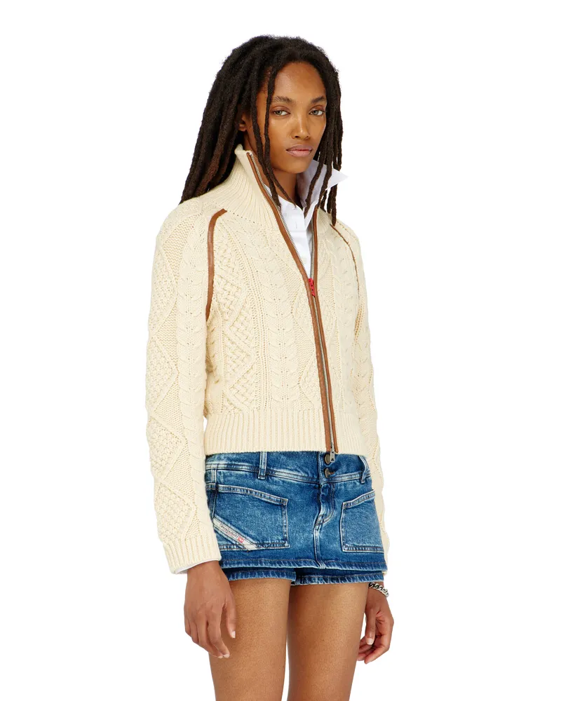 Diesel Kabelstrick-Cardigan mit kontrastierenden Streifen - Strickwaren - Damen 