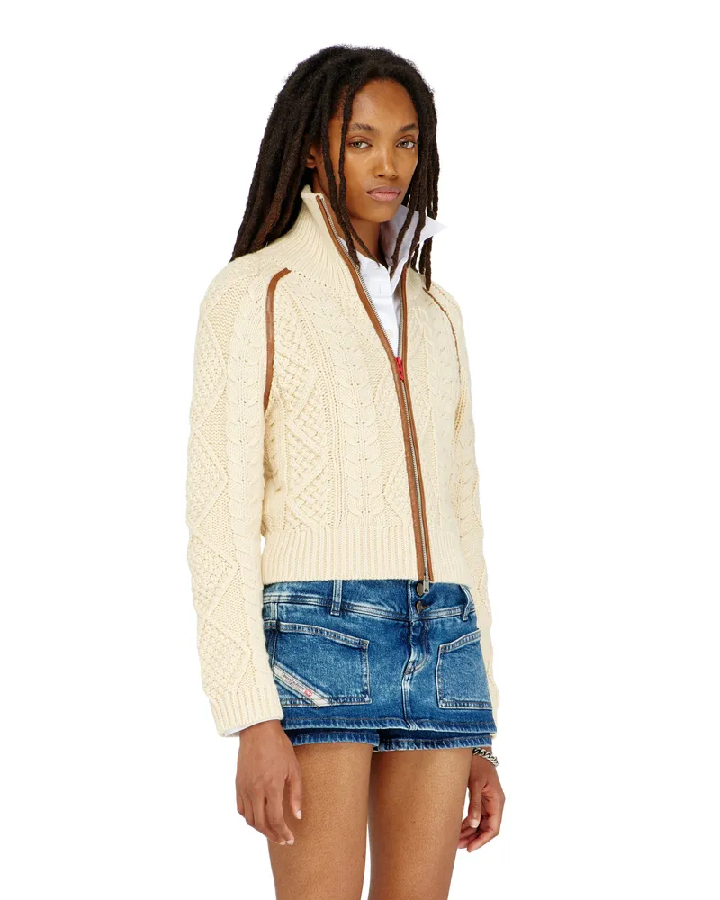 Diesel Kabelstrick-Cardigan mit kontrastierenden Streifen - Strickwaren - Damen - Gelb Gelb