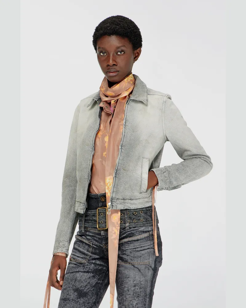Diesel Jacke aus distressed fischgrat denim - Denim jacken - Damen - Grau Grau