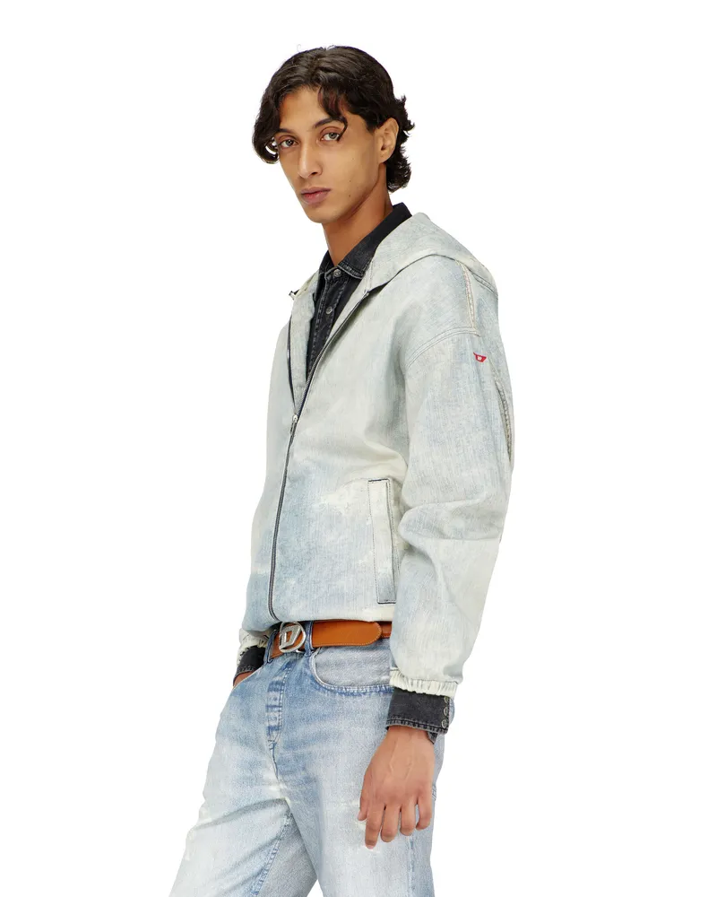 Diesel Hooded JoggJeans jacke mit trompe-l'oeil - Denim jacken - Herren - Blau Blau