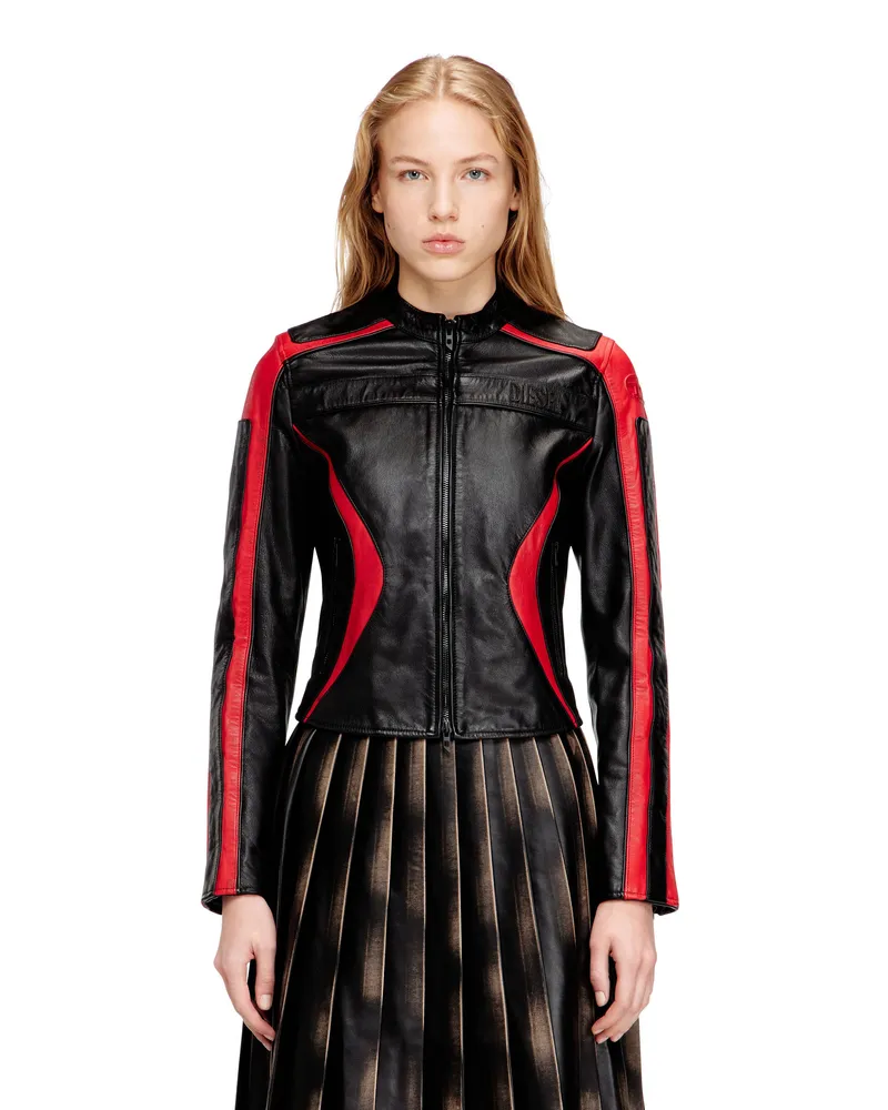 Diesel Bikerjacke aus Leder im Colour-Block-Design - Lederjacken - Damen - Bunt Bunt