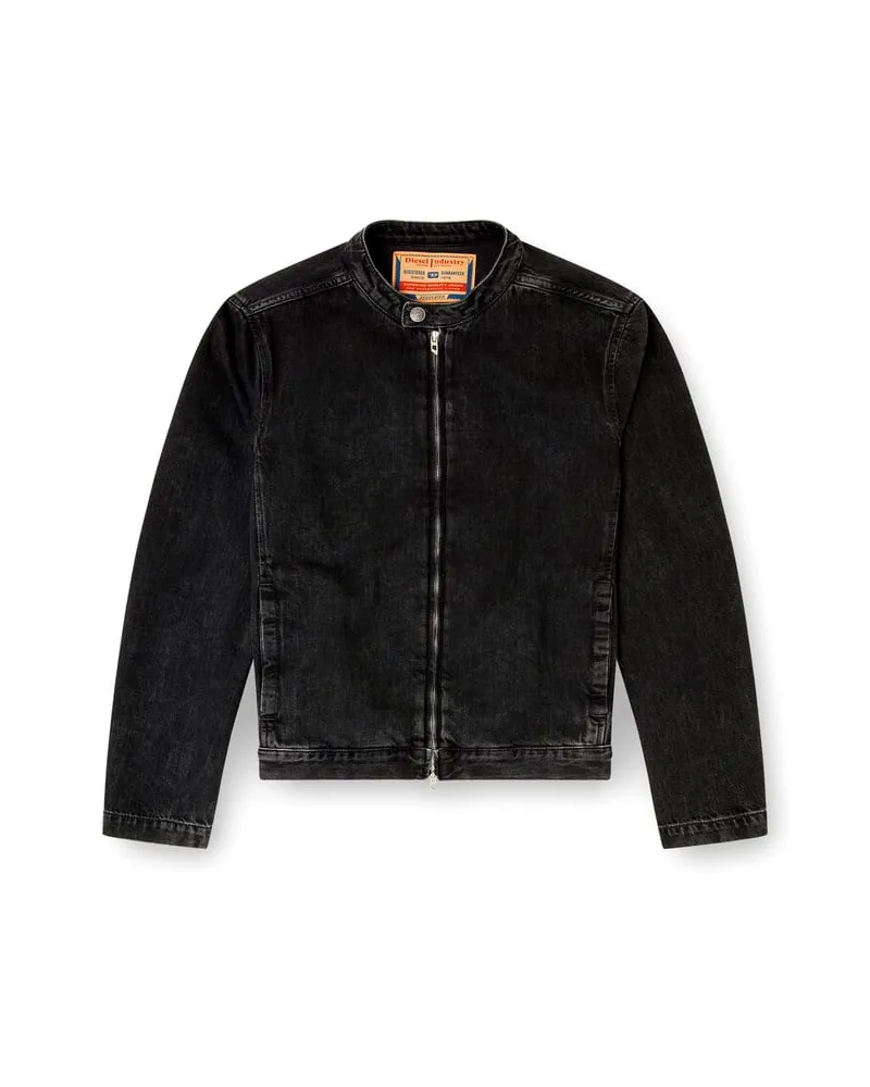 Diesel Bikerjacke aus sauber gewaschenem Denim - Denim jacken - Herren - Schwarz Schwarz