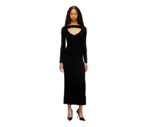 Midikleid aus Wolle mit Intarsienmuster - Kleider - Damen - Schwarz