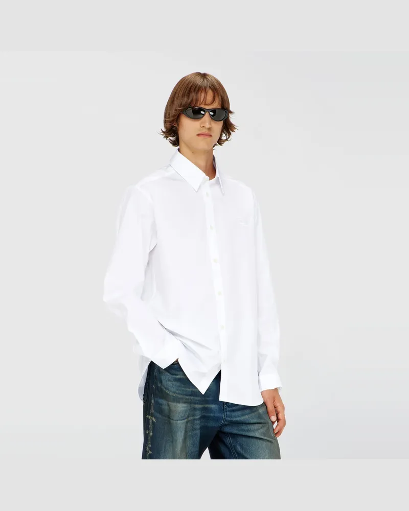 Diesel Stretch-Popeline-Hemd mit Stickerei - Hemden - Herren - Weiss Weiss
