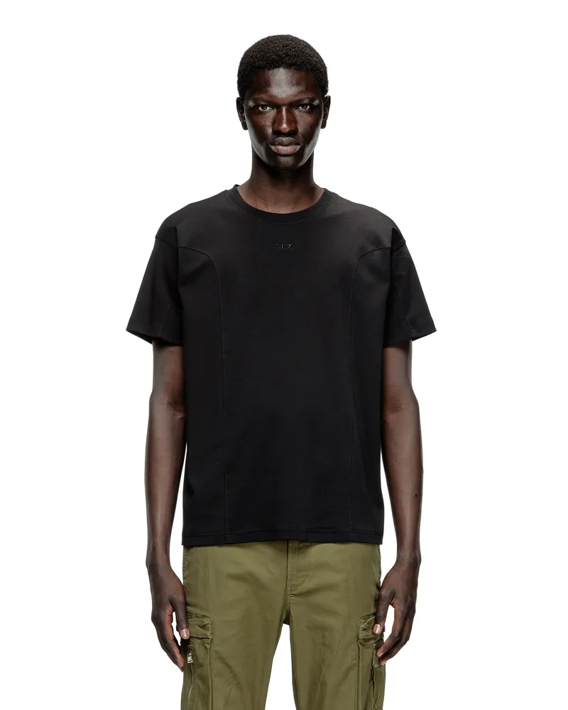 Diesel T‑Shirt mit einfarbigen Einsätzen - T-Shirts - Herren - Schwarz Schwarz