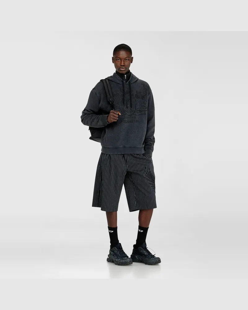 Diesel Bedrucktes Hoodie mit Strasssteinen - Sweatshirts - Herren - Grau Grau