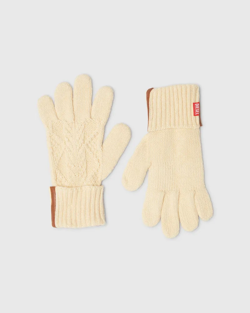 Diesel Strickhandschuhe aus Wolle und Baumwolle - Handschuhe - Unisex - Beige Beige