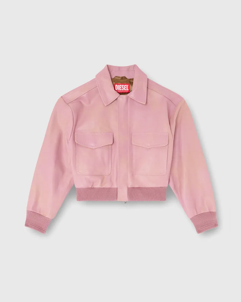 Diesel Aviator-Jacke aus behandeltem Leder - Lederjacken - Damen - Rosa Rosa
