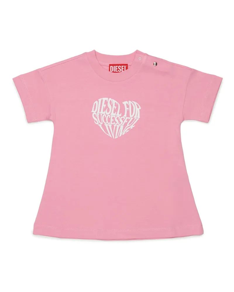 Diesel Baumwollkleid mit Herz-Print - Kleider - Damen - Rosa Rosa