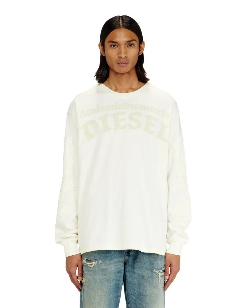 Diesel Langarm-T-Shirt mit Prints und Patches - T-Shirts - Herren - Weiss Weiss