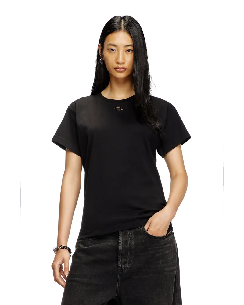 Diesel T-Shirt mit kleinem Oval D - T-Shirts - Damen - Schwarz Schwarz