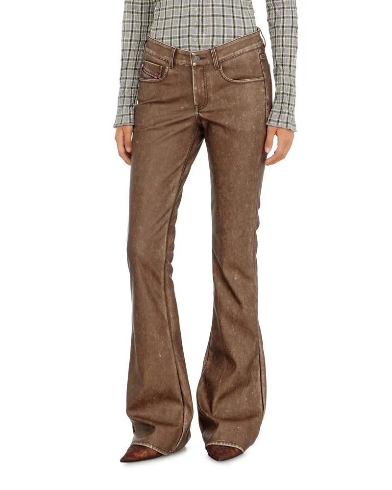 Diesel Bootcut-Hose aus beschichtetem Material - Hosen - Damen - Braun Braun
