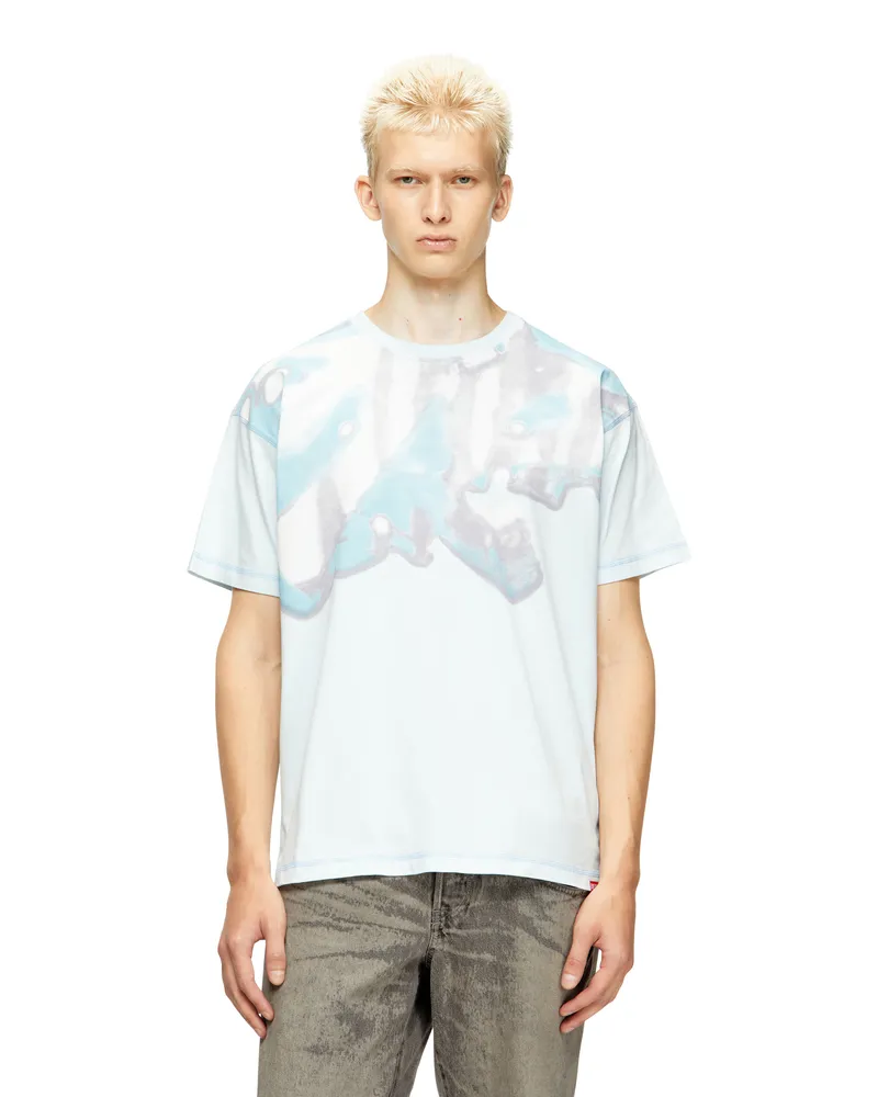 Diesel T-Shirt mit verblasstem Grafik-Print - T-Shirts - Herren - Blau Blau