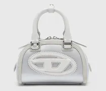 1DR Dome - Kleine-Umhängetasche aus Satin und Velours - Schultertaschen - Damen - Silber