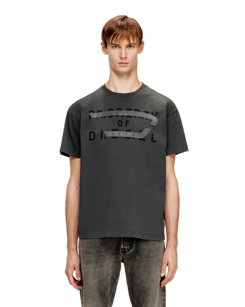 Diesel Reguläres T-Shirt mit D-Applikation - T-Shirts - Herren - Grau Grau