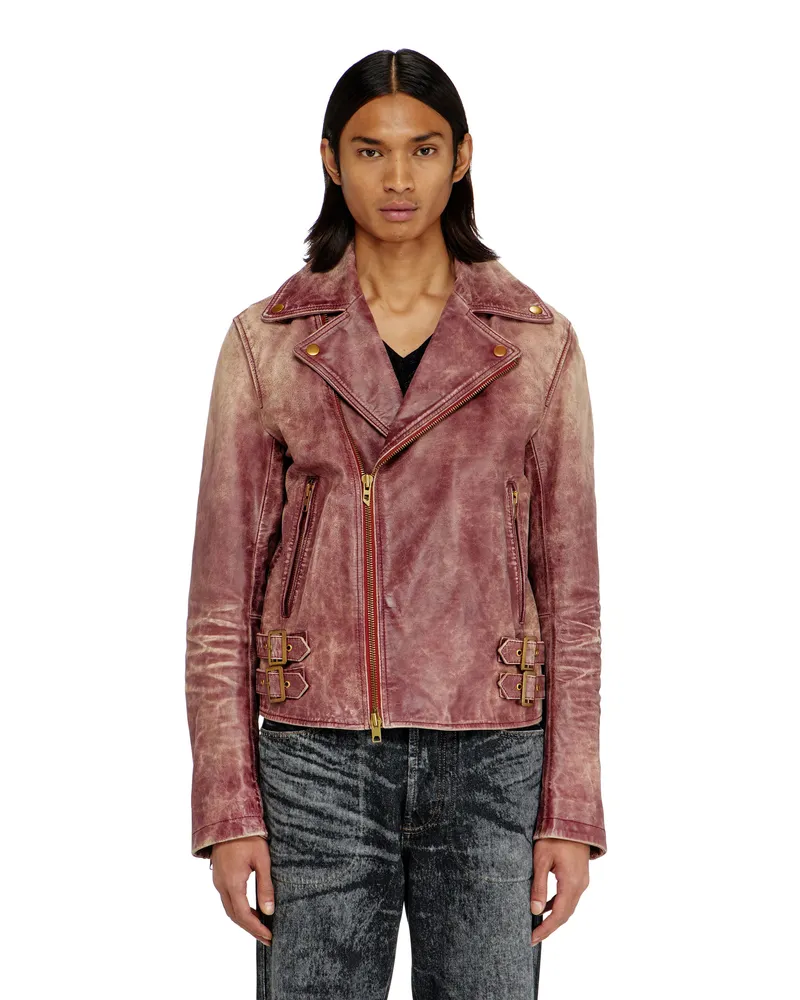 Diesel Biker-Jacke aus behandeltem Leder - Lederjacken - Herren - Braun Braun