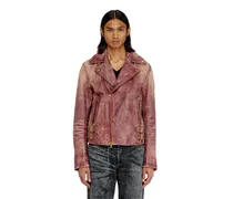 Biker-Jacke aus behandeltem Leder - Lederjacken - Herren - Braun