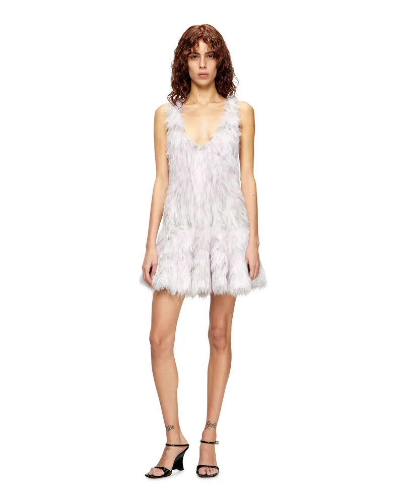 Diesel Minikleid aus flauschigem Jacquard-Strick - Kleider - Damen - Weiss Weiss