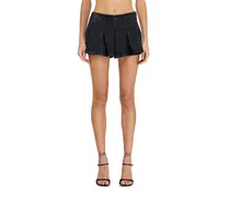 Shorts aus-Denim mit Falten vorn - Kurze Hosen - Damen - Schwarz