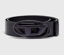 3.9cm Gürtel aus Leder mit Metallic-Oval D-Schnalle - Gürtel - Unisex - Blau