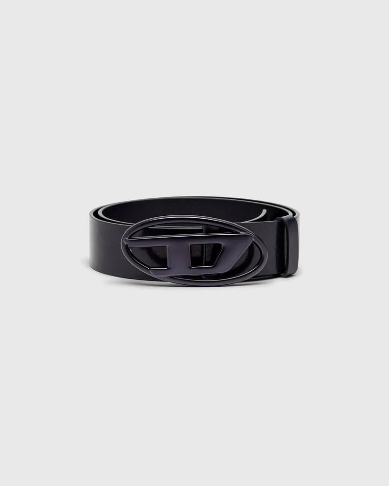 Diesel 3.9cm Gürtel aus Leder mit Metallic-Oval D-Schnalle - Gürtel - Unisex - Blau Blau