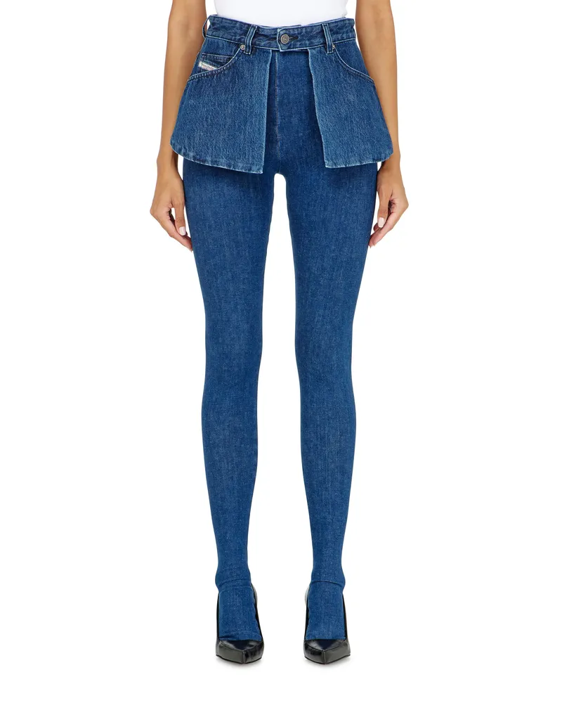 Diesel Skinny Jeans Regular Waist D-Spika, Dunkelblau, Elastischer Bund Blau