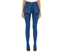 Skinny Jeans Regular Waist D-Spika, Dunkelblau, Elastischer Bund
