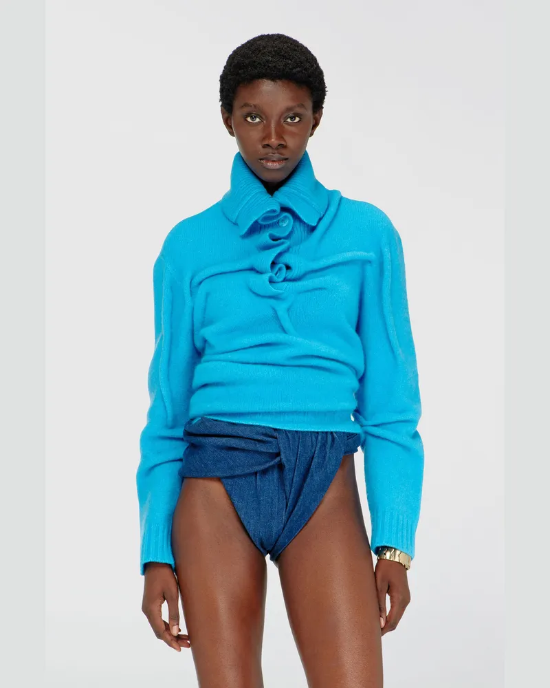 Diesel Pullover mit Knopfleiste aus gekochtem, zerknittertem Strick - Strickwaren - Damen 