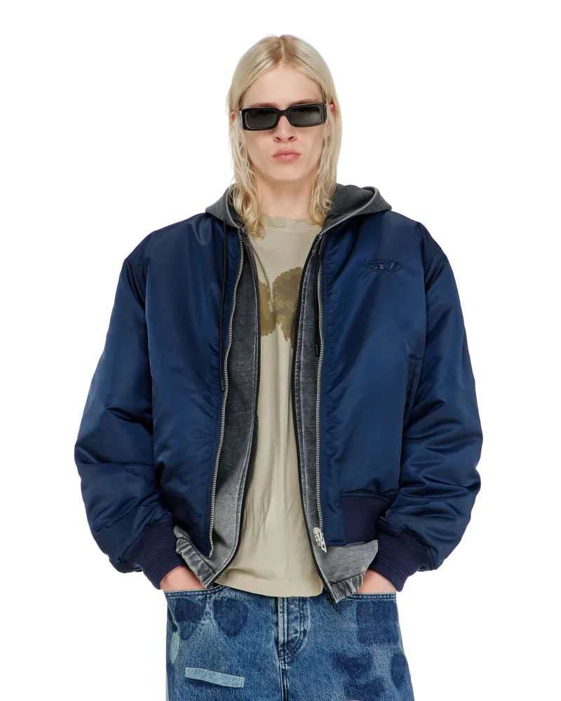 Diesel Gesteppte Bomberjacke mit Oval-D-Stickerei - Winterjacken - Herren - Blau Blau