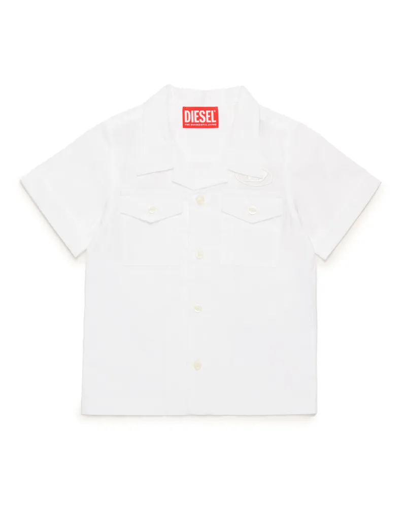 Diesel Bowling-Hemd mit Oval D-Stickerei - Hemden - Herren - Weiss Weiss