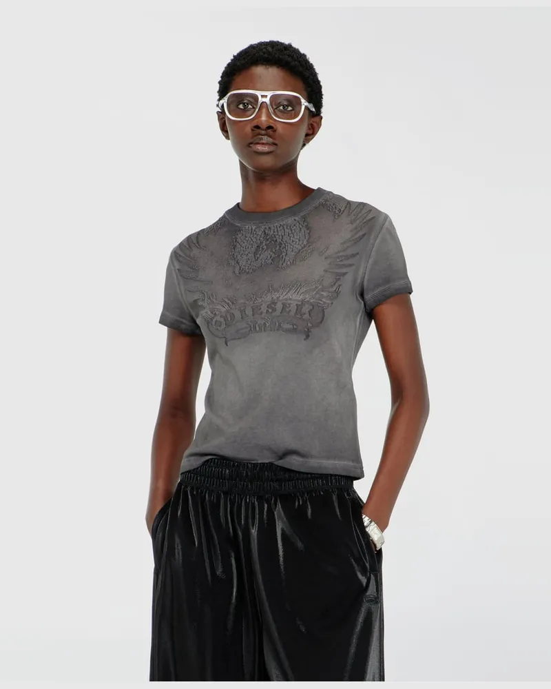 Diesel Slim T-shirt mit dévoré Phoenix - T-Shirts - Damen - Grau Grau