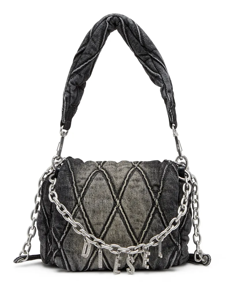 Diesel Charm-D-Kleine Schultertasche aus Steppdenim - Schultertaschen - Damen - Schwarz Schwarz