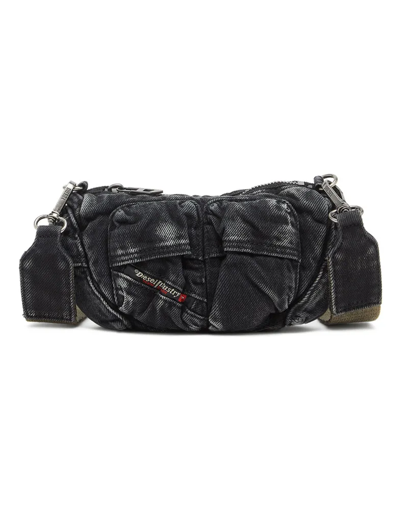 Diesel Multi-Pkts-Kleine Multipocket-Tasche aus gewaschenem Denim - Schultertaschen - Unisex - Grau Grau