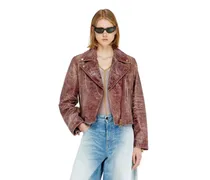 Biker-Jacke aus behandeltem Leder - Lederjacken - Damen - Rot
