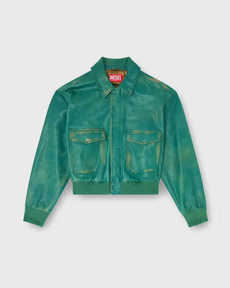 Diesel Aviator-Jacke aus behandeltem Leder - Lederjacken - Herren - Grün Grün