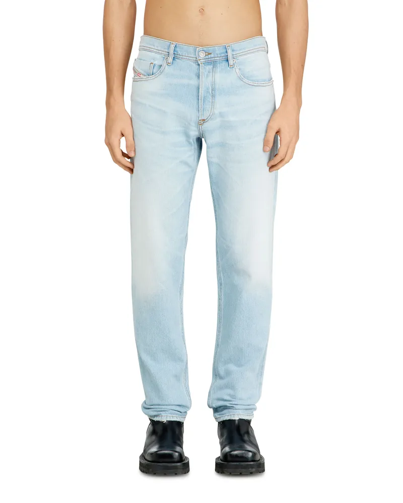 Diesel Regular Jeans Regular Waist 2023 D-Finitive, Hellblau, Knopfverschluss Blau