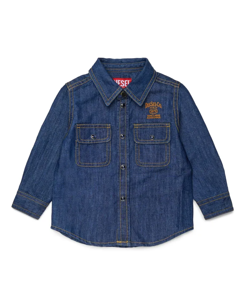 Diesel Jeanshemd mit Logo-Stickerei - Hemden - Herren - Blau Blau