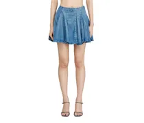 Kurzer, plissierter Rock aus leichtem Stonewashed-Denim - Röcke - Damen - Blau