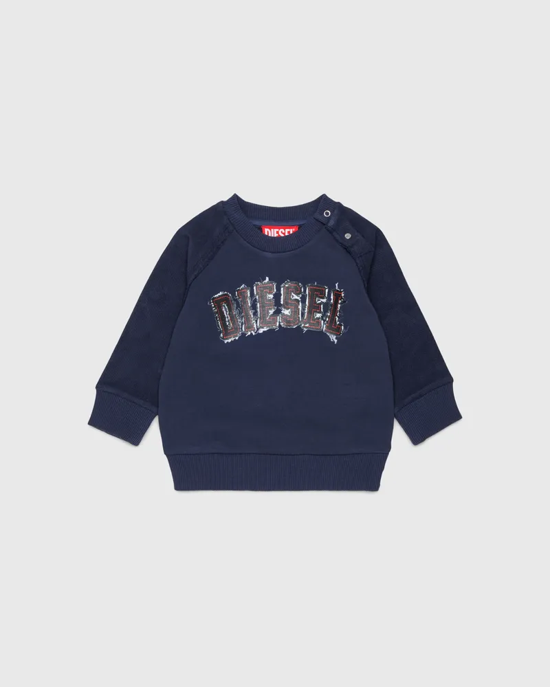 Diesel Baumwoll-Sweatshirt mit Logo im Frayed-Effekt - Sweatshirts - Herren - Blau Blau