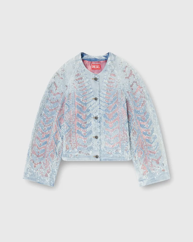 Diesel Jacke aus microstone devoré denim - Denim jacken - Damen - Blau Blau