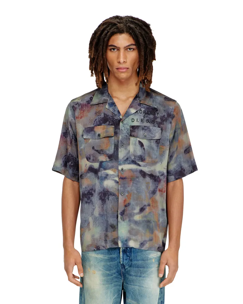 Diesel Satinhemd mit Allover-Camouflage-Print - Hemden - Herren - Bunt Bunt