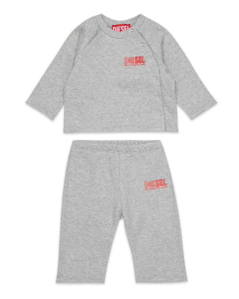 Diesel Neugeborenen-Set mit Logo-Print - Latzhosen - Unisex - Grau Grau