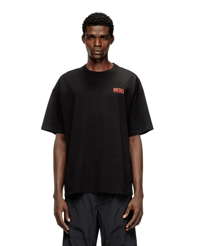 Diesel Baumwoll-T-Shirt mit Diesel-Biscotto-Print - T-Shirts - Herren - Schwarz Schwarz