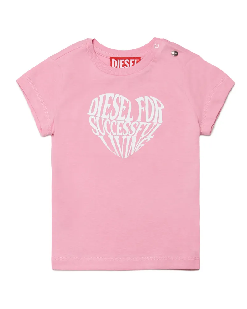 Diesel Baumwoll-T-Shirt mit Herz-Print - T-Shirts und Tops - Damen - Rosa Rosa