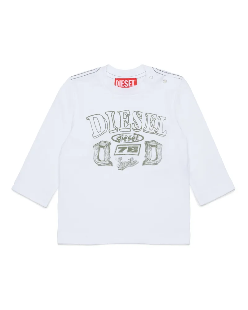 Diesel Langarm-T-Shirt mit Logo-Print - T-Shirts und Tops - Herren - Weiss Weiss